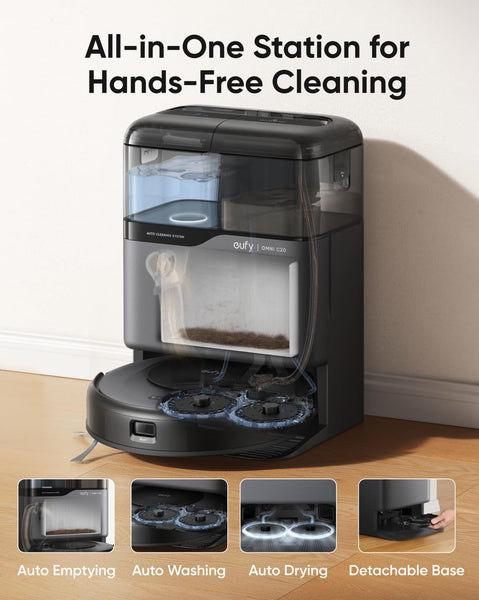 eufy Omni S1,Robot Vacuum Cleaner with Mop, Incredible Suction, All-in-One Station, Smart Obstacle Avoidance, Lift Mop, Wi-Fi, App, Alexa, Corner-to-Edge Deep Cleaning