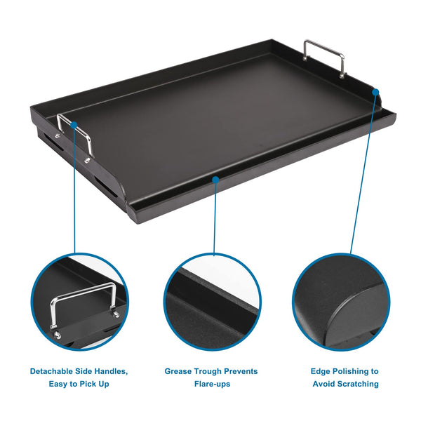 63 x 41cm Universal Griddle Plancha for Gas Grills, Universal Griddle Plate for Gas Hob, Nonstick Coating Large Rectangle Griddle Gas Stove Top with