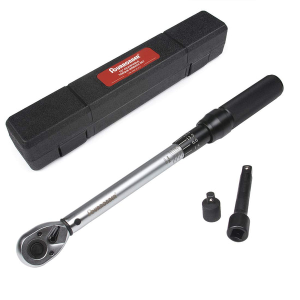 FOURROBBER Torque Wrench Set 1/2-inch Drive Click Bicycle Torque Wrench Dual-Direction Adjustable 90-Tooth Torque Wrench with Buckle 20-220Nm,Accuracy ± 3% Visit The Store