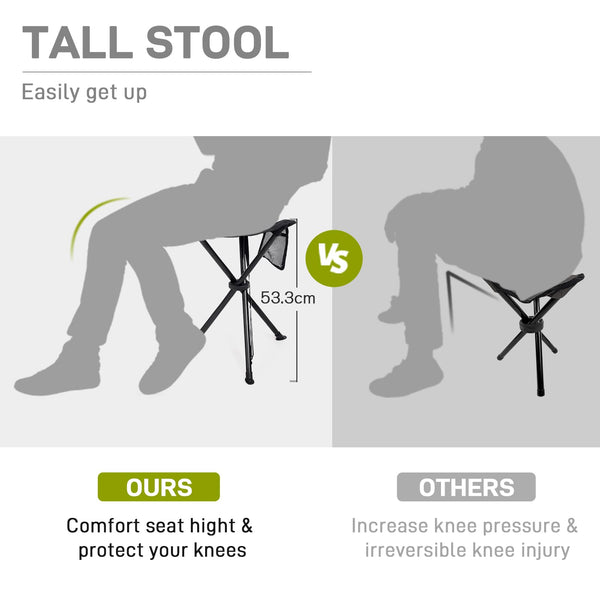 EVER ADVANCED Folding Stool Tripod Tall 53 cm Lightweight Camping Stool Compact Portable Fishing Tripod Camping Chair Collapsible for Outdoor Travel Walking Garden Backpack Hold Up 102 KG