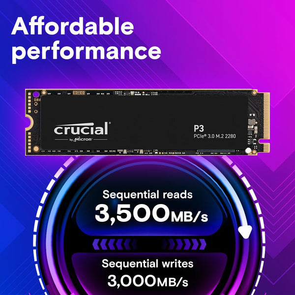 Crucial P3 1TB M.2 PCIe Gen3 NVMe Internal SSD - Up to 3500MB/s - CT1000P3SSD801 (Acronis Edition)