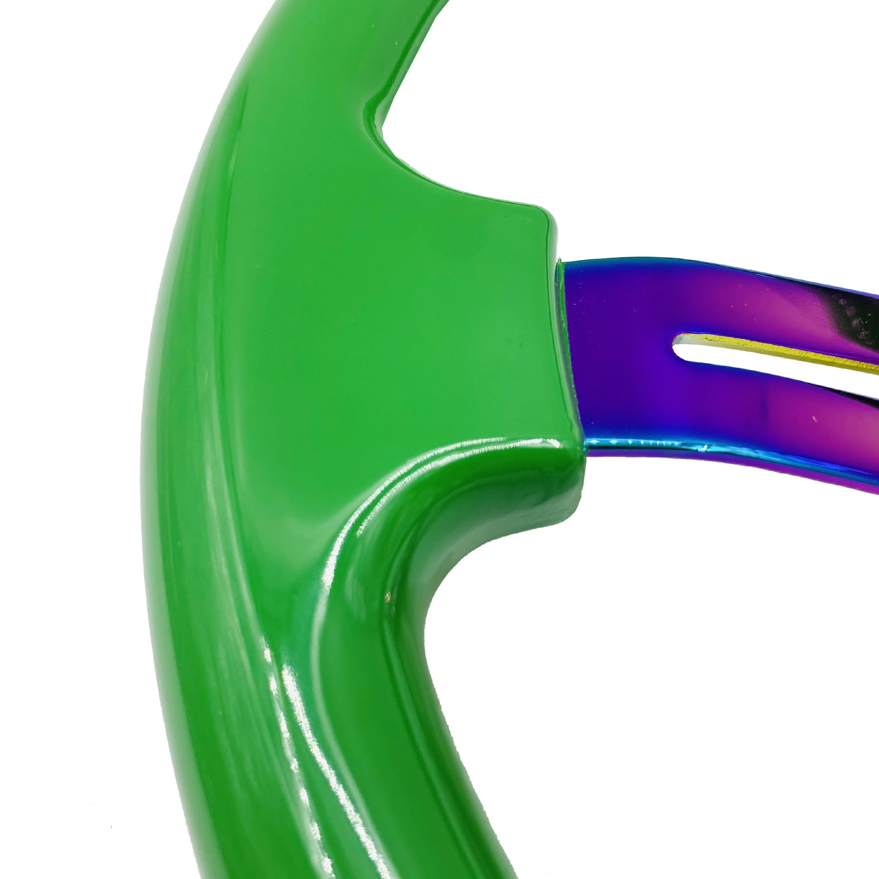 350mm Green Racing Steering Wheel Neo Chrome Spoke Universal 6 Bolts 45mm Deep Dish Classic ABS Wood Steering Wheel with Horn Button