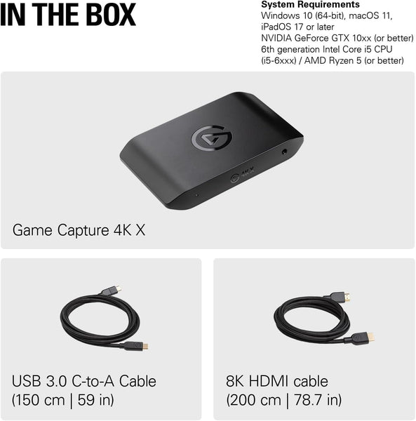 Elgato 4K X – Capture Up to 4K144 with Ultra-Low Latency on PS5|Pro, Xbox Series X|S, Nintendo Switch 2, OBS and More, HDMI 2.1, VRR, HDR10, USB 3.2 Gen 2, for Streaming & Recording, PC|Mac|iPad