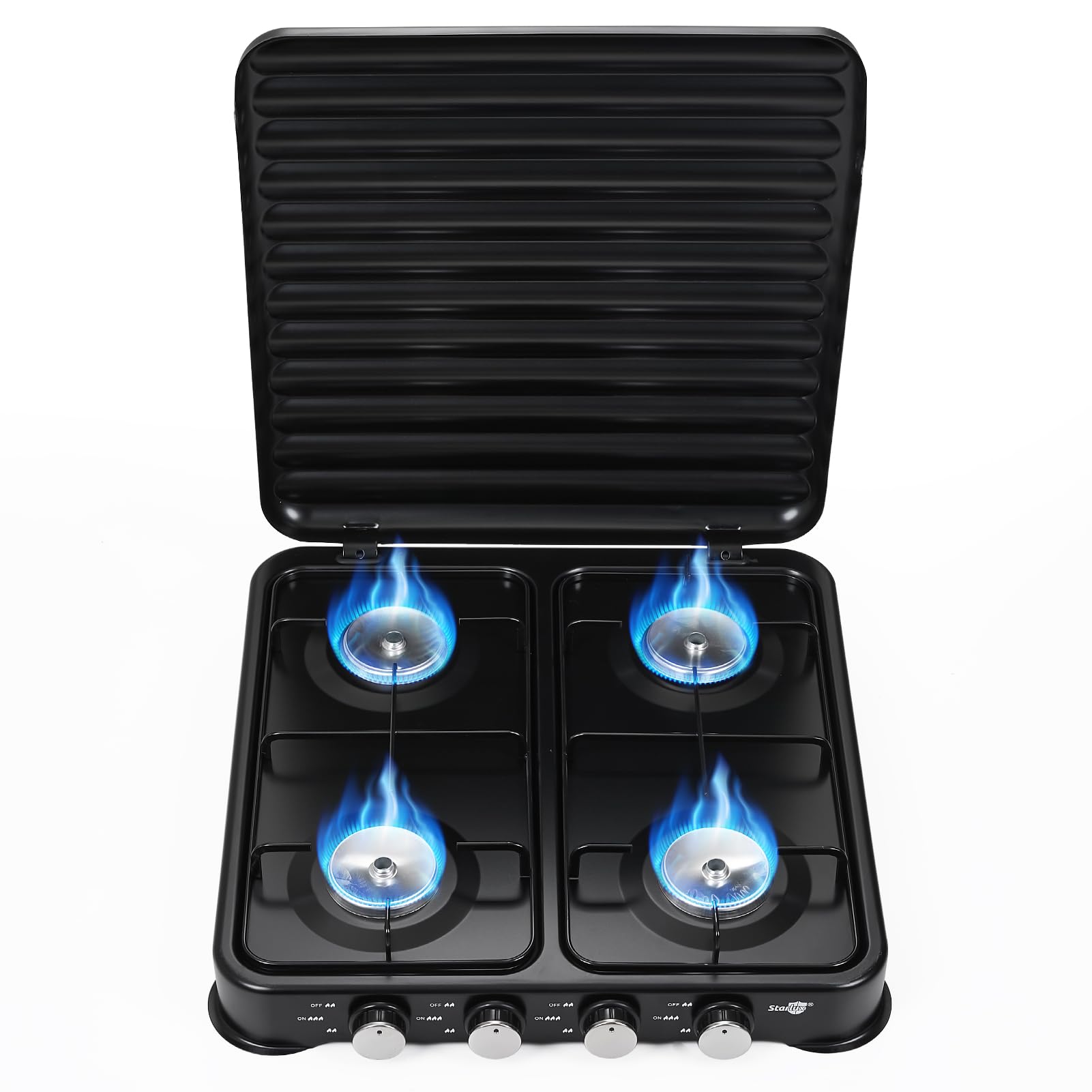 Warmiehomy Camping Gas Stove, Single Burner Portable Gas Stove, 2200W Gas Hob Cooker with Lid, Propane Camp Stoves for Camping, Garden, Travel, Outdoor Cooking