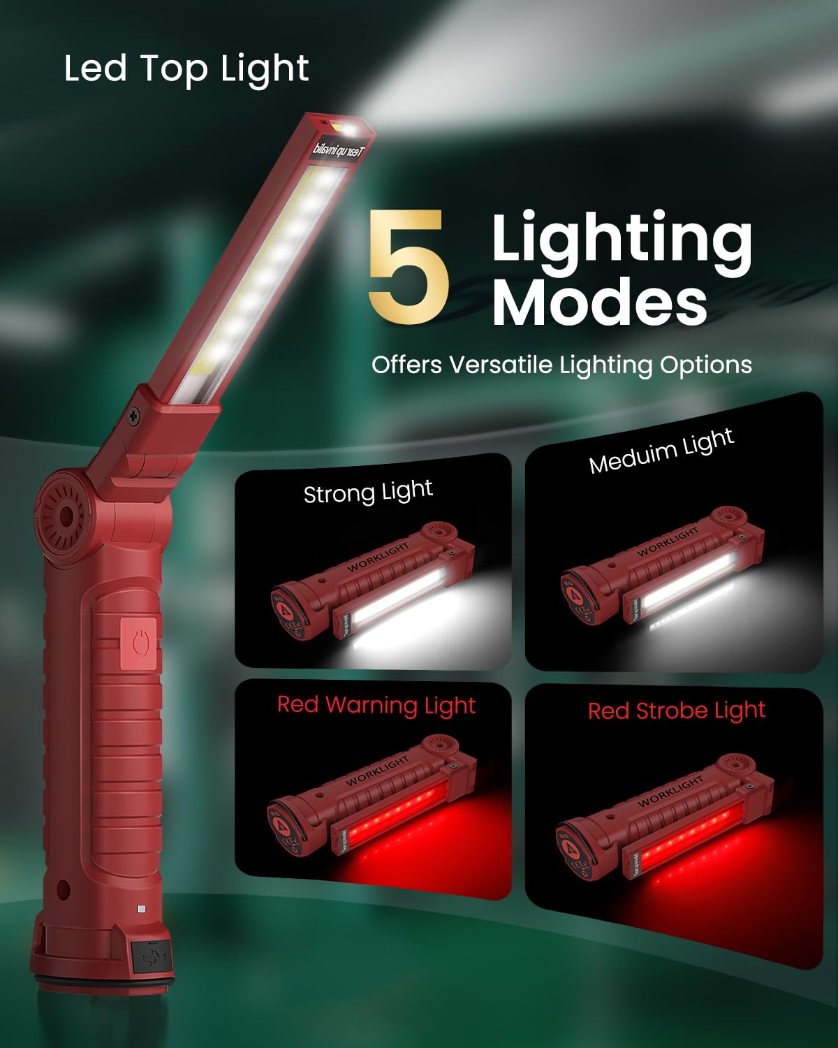 Coquimbo Work Light Christmas Stocking Fillers Gifts for Men Him, LED Torch Rechargeable Inspection Lamp Mechanic Emergency BBQ Light 360° Rotate with Magnetic Base and Hook (2 Pack, Black)