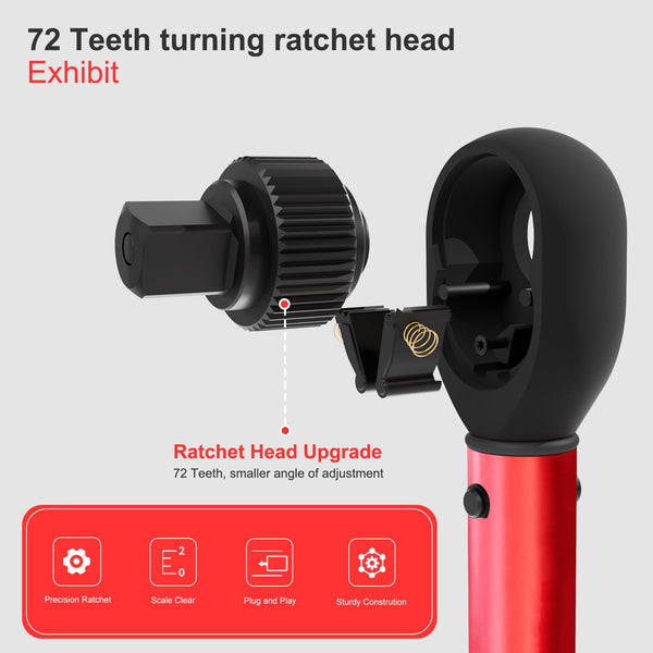 ATsafepro Torque Wrench 3/4 Inch, 100-600 Nm Torque Wrenchs, ±3% Error Accuracy with 48 Teeth Dual-Direction Adjustable for Repair of Car, Truck, Tractor