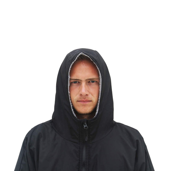Frostfire Moonwrap Adult Waterproof Changing Robe with Fleece Lining - Black - Waterproof Windproof Oversized Poncho Coat - Surfing, Swimming,