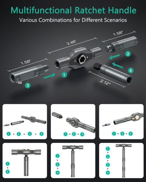 ORIA 24 in 1 Magnetic Ratchet Screwdriver Set with S2 Steel Bits & Detachable T-Handle, Portable Tool Kit in Case for Home DIY, Computer, Electronics Repair, Furniture