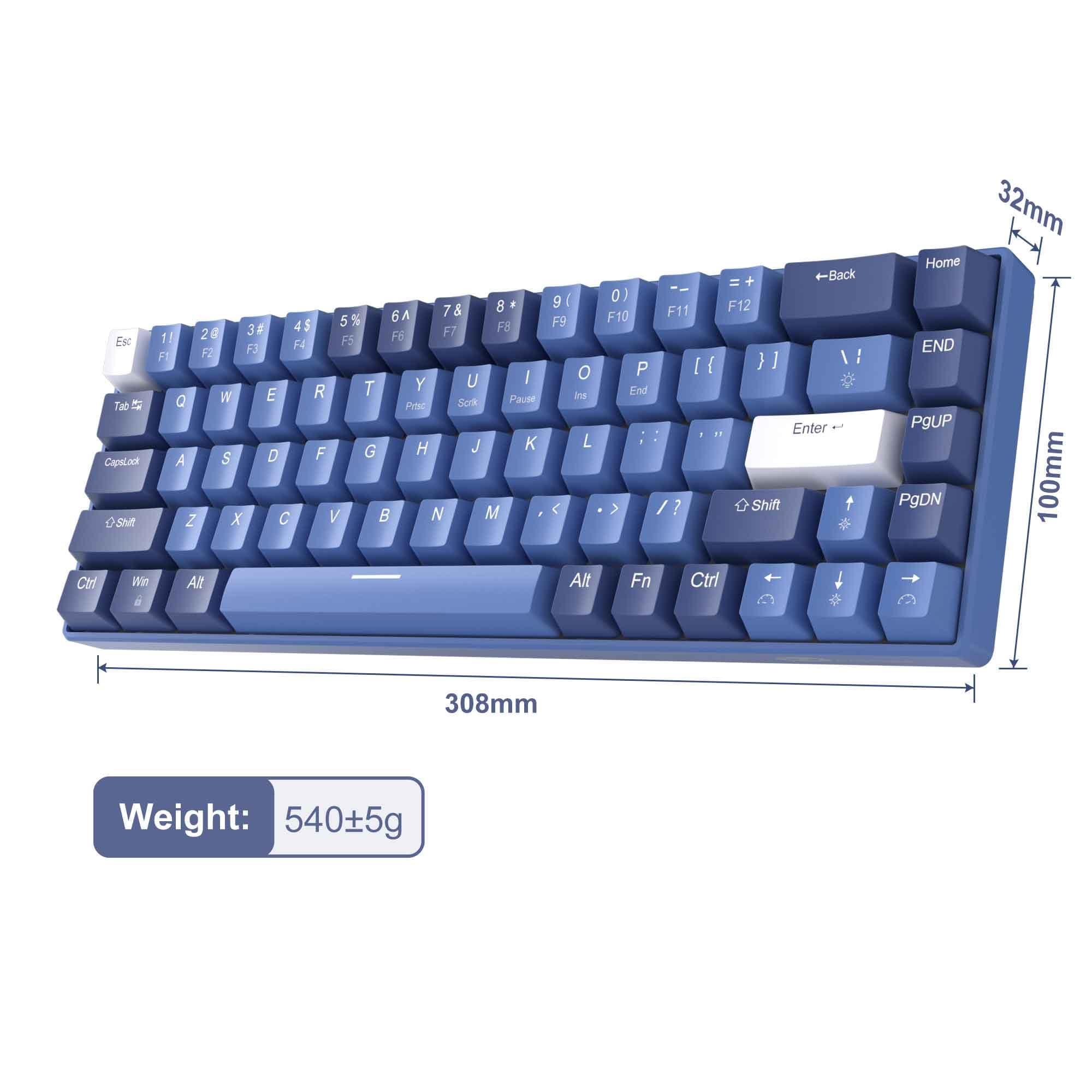 MageGee Portable 60% Gaming Mechanical Keyboard, Minimalist MK-Box Ice Blue Backlit Compact 68 Keys Wired Office Keyboard with Red Switch for Windows Laptop PC Mac Convenient(Gray & White)