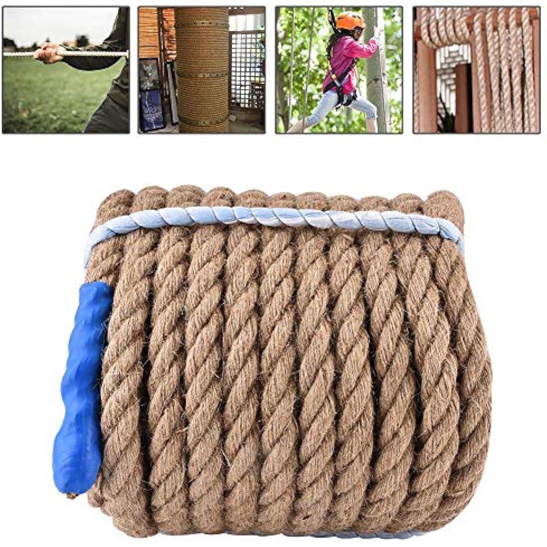 Alomejor 20m Jute Rope Natural Jute Climbing Rope Twine String for Tug-Of-War Competitions Packaging Bundling