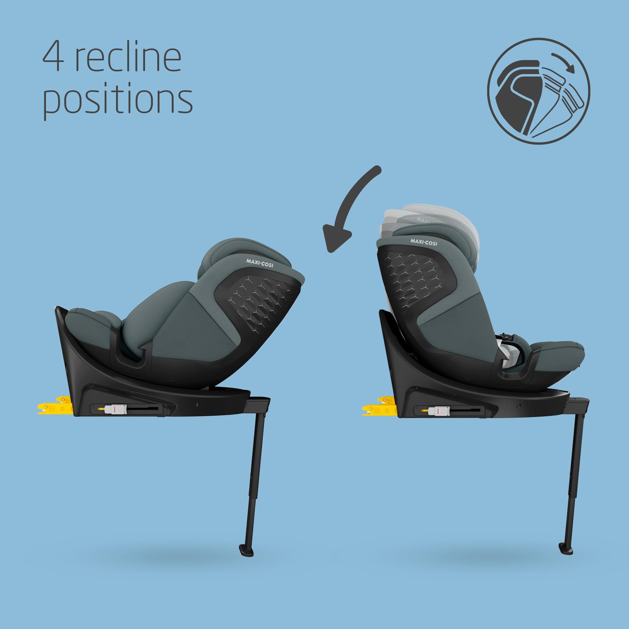 Maxi-Cosi Emerald S i-Size, 360 Swivel Car Seat, 0-12 Years 40-150cm, Multi-Age Baby Car Seat, Isofix 0-36 kg car seat, Rearfacing, 4 Recline Positions, G-Cell Side Impact Protection, Tonal Graphite