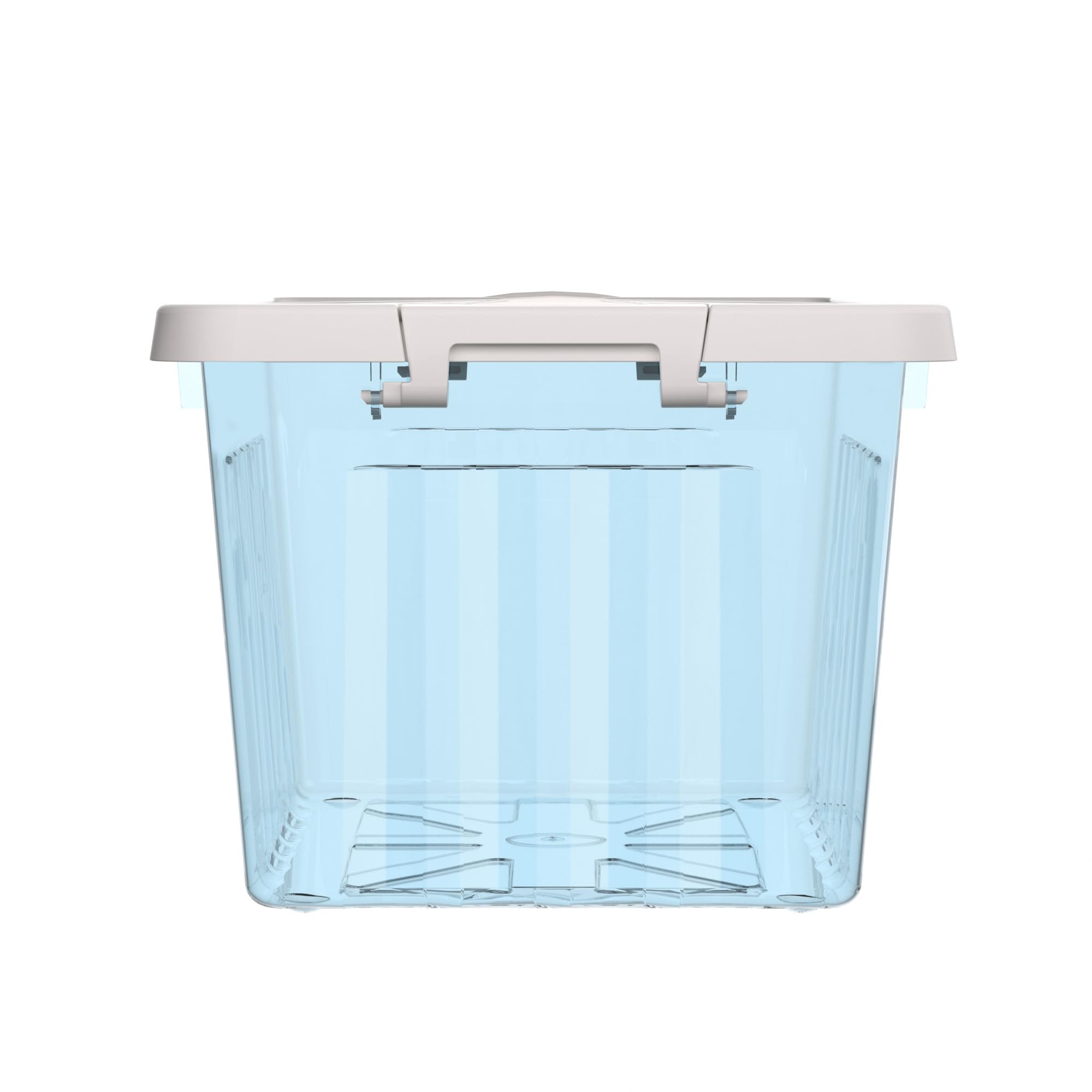 Cetomo 15L*4 Storage Boxes with Lids, Plastic Storage Bins with Latching Buckles, Click Closure, Stackable, Nesting, Organizer for Home Office