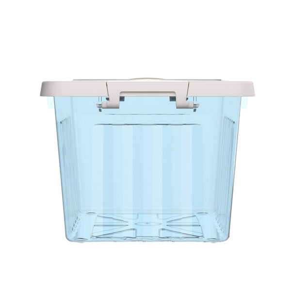 Cetomo 15L*4 Storage Boxes with Lids, Plastic Storage Bins with Latching Buckles, Click Closure, Stackable, Nesting, Organizer for Home Office