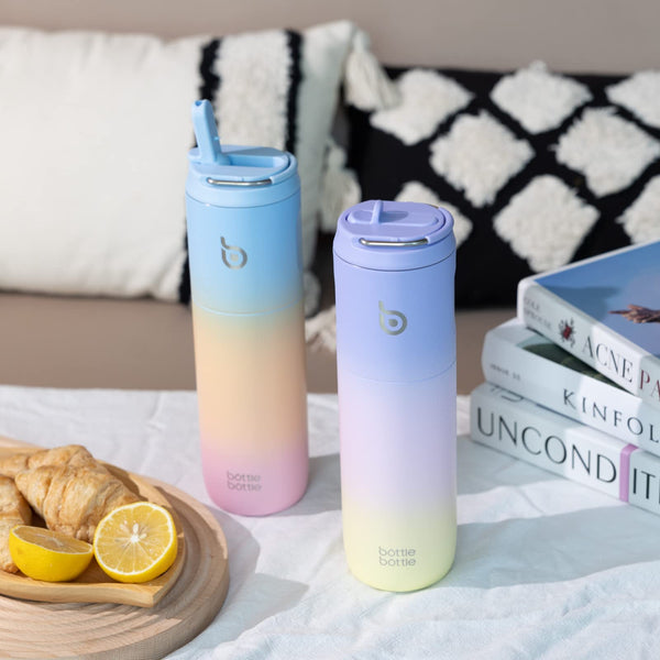 Insulated Water Bottle 700ml(24oz) with Straw, Lid, and Handle - Stainless Steel Sports Travel Gym Bottle for Men and Women (Skiing)