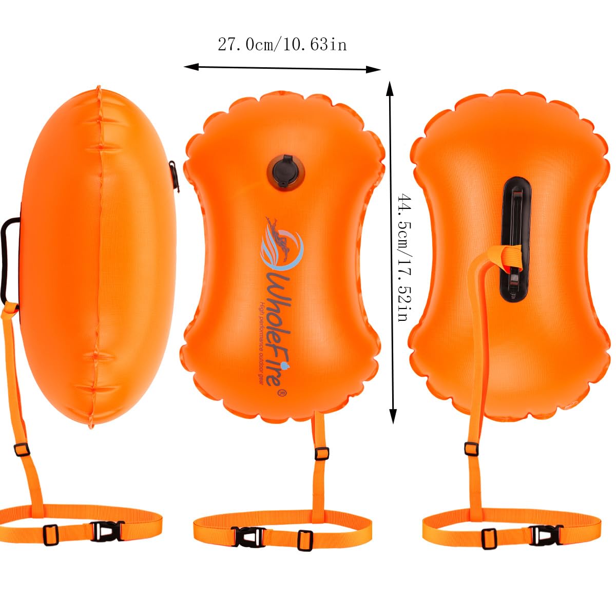 WholeFire 20L Swim Buoy Waterproof Inflatable Dry Bag Swim Safety Float for Water Sports, Open Water Swimmers, Triathletes, Kayakers and Snorkelers