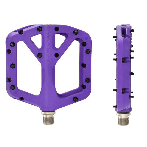 FIFTY-FIFTY Mountain Bike Pedals, Non-Slip MTB Nylon Composite, 9/16" Bicycle Pedals, Lightweight and Wide Flat Platform (Purple)