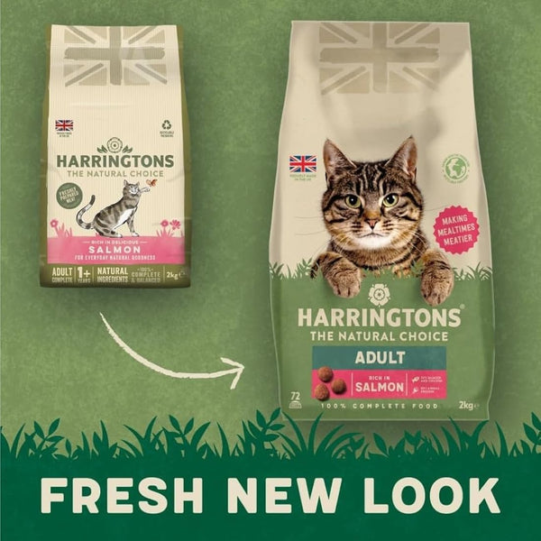 Harringtons Complete Dry Adult Cat Food Salmon 2kg (Pack of 4) - Tasty Natural Goodness