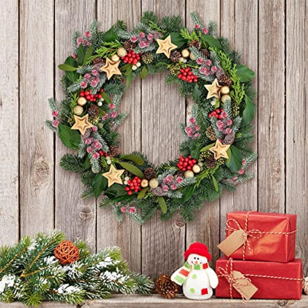 ELECLAND 10 Pcs Christmas Picks Decorations Artificial Pine Branches Stems Spray with Pine Cones Faux Pine Picks Red Berry Holly Leaves for Craft Floral Christmas Wreath Picks Ornaments, Red