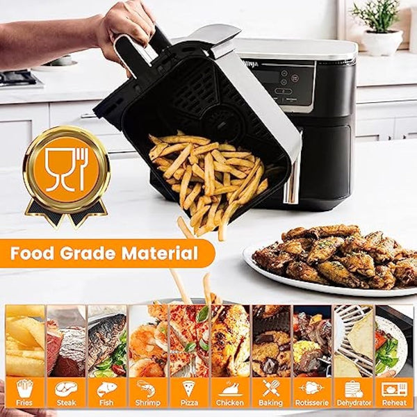 GWYXC Air Fryer Grill Pan for Ninja Foodi AF400UK 9.5L 6 in 1 AF500UK 10.4L 7 in 1 DualZone 2 Drawers Air Fryer, Replacement Air Fryer Crisper Plate Grill Plate Tray Accessories, Dishwasher Safe