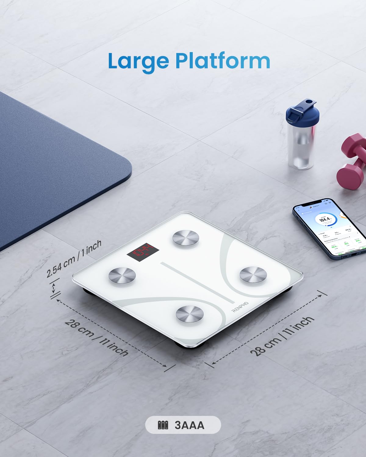 RENPHO Scales for Body Weight, Digital Bathroom Scales with High Precision Sensors, Bluetooth Weighing Scales Body Composition Monitors with App, Elis 1