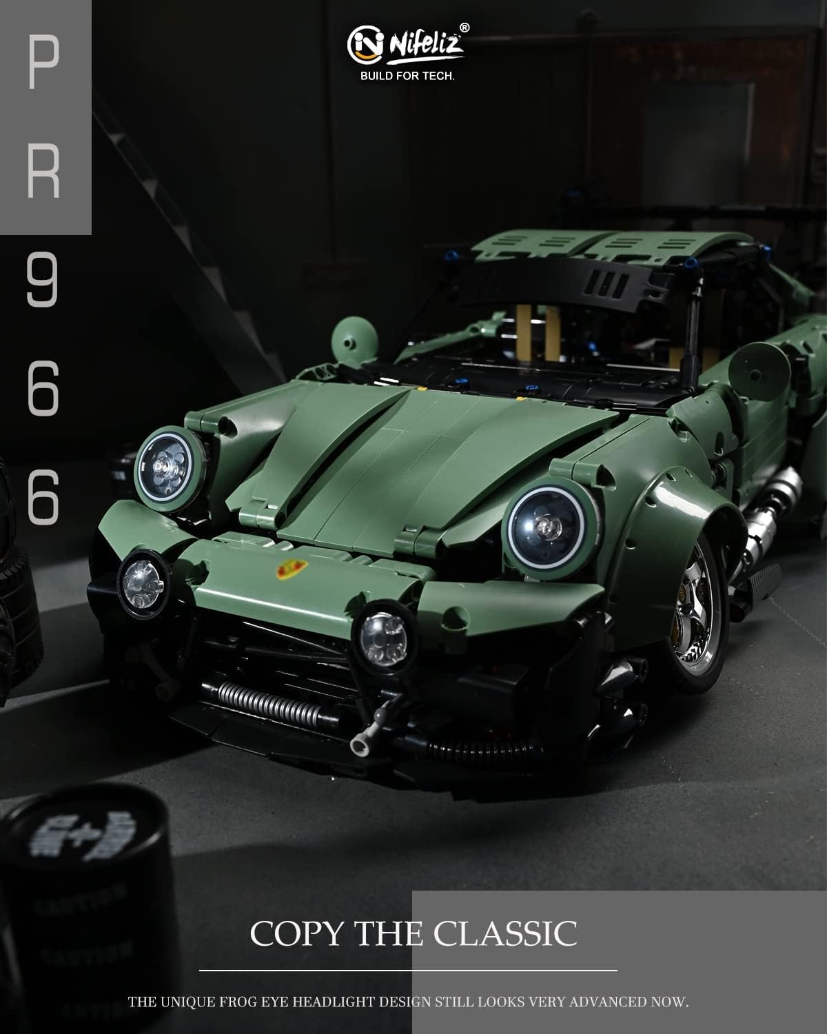 Pr 966 Sport car MOC Building Blocks and Construction Toy, Adult Collectible Cars Set to Build, 1:8 Scale Retro Car Model, NEW2022 (2435 Pcs)