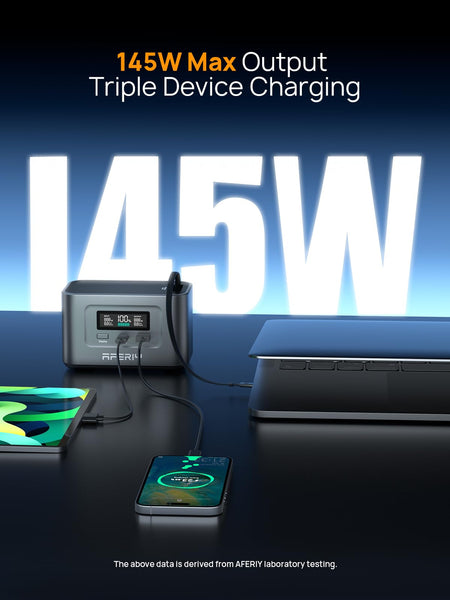AFERIY 400W Portable Power Station 256Wh LiFePO4 Battery 1.5-hour Fast Charging, 5 Ports, Pure Sine Wave 230V Output, UPS Power Supply for Outdoor Camping and Emergency Backup