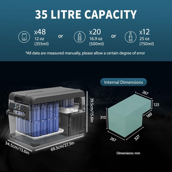 Alpicool CF45 45L Compressor Car Refrigerator, Portable Camping Fridge DC 12v Freezer for TruckCampervanRVBoat, -20℃ to 20℃