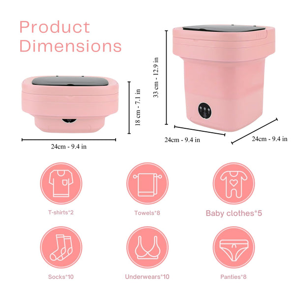 Portable Washing Machine, 11L Foldable Washer & Spin Dryer with Laundry Bag & Drying Net & Microfiber Cloths, Laundry Machine with 3 Cleaning Modes for Baby Clothes and Underwear (Blue)