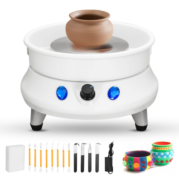 Electric Pottery Wheel, Couleeur 0-200r/min 350W Speed Adjustable Pottery Forming Machine, 15CM Anti-rust Metal Turntable Pottery Wheel with