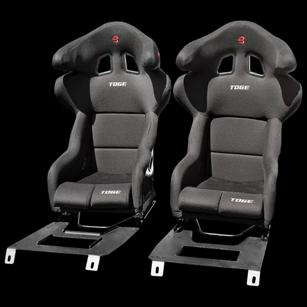 Set of Barbarian Fixed Bucket TOGE Racing Seats for MX5 Mk3 (NC Chassis) Mazda, Black Felt, Track, Race, Drift