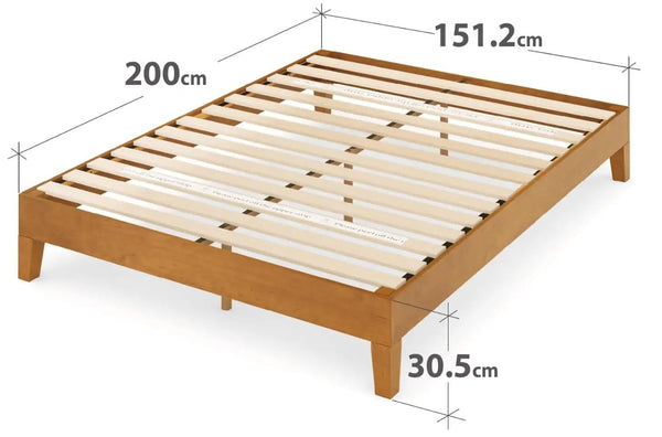 Zinus Olivia Single Bed frame - Bed 90x190 cm - 36 cm Height - Metal and Wood Platform Bed frame - Natural Brown and Black