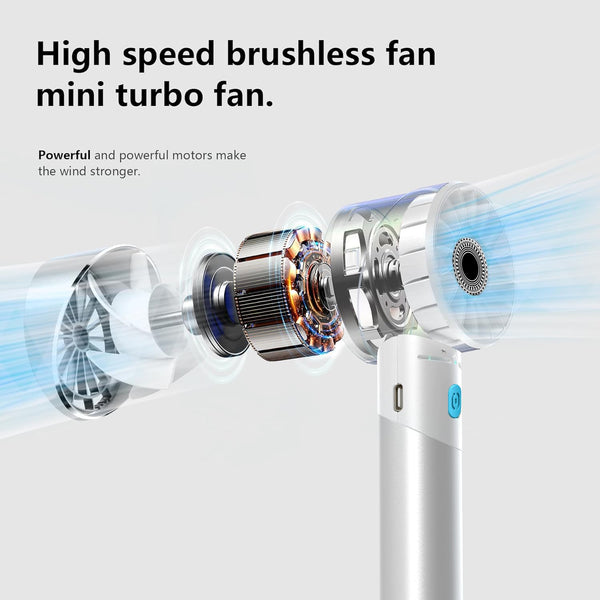 COZOME Handheld Fan,Ultra-Portable 7000 RPM Turbo Mini Fan with 16H Battery,4-Speed USB Rechargeable Metal Design | Pocket Fan for Travel/Outdoor/Home/Office,Gift for Men & Women (Alloy Construction)