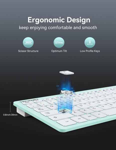 TECKNET 2.4G Wireless Keyboard For Windows/Chrome OS, UK Layout Compact Mini Keyboard, Small Silent Whisper-Quiet Keyboards with 12 months Battery Life (Pink)