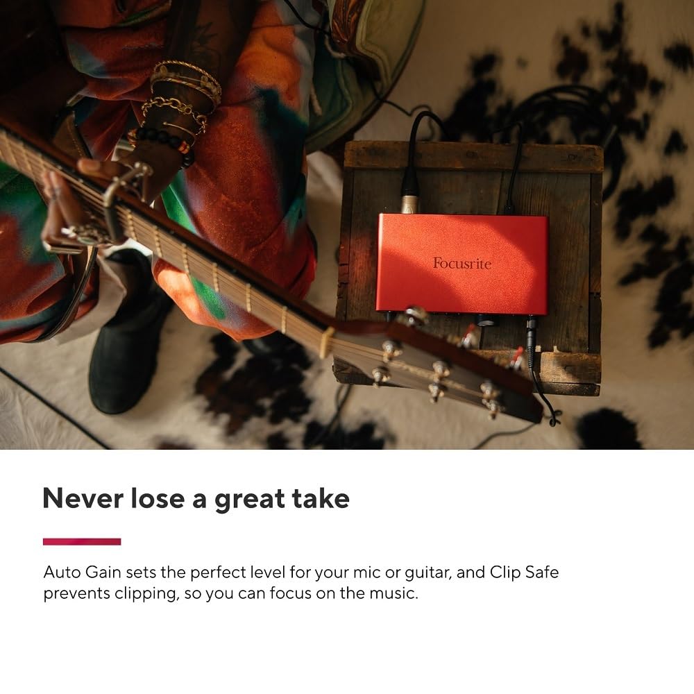 Focusrite Scarlett 2i2 4th Gen USB Audio Interface for Recording, Songwriting, Streaming and Podcasting — High-Fidelity, Studio Quality Recording, and All the Software You Need to Record