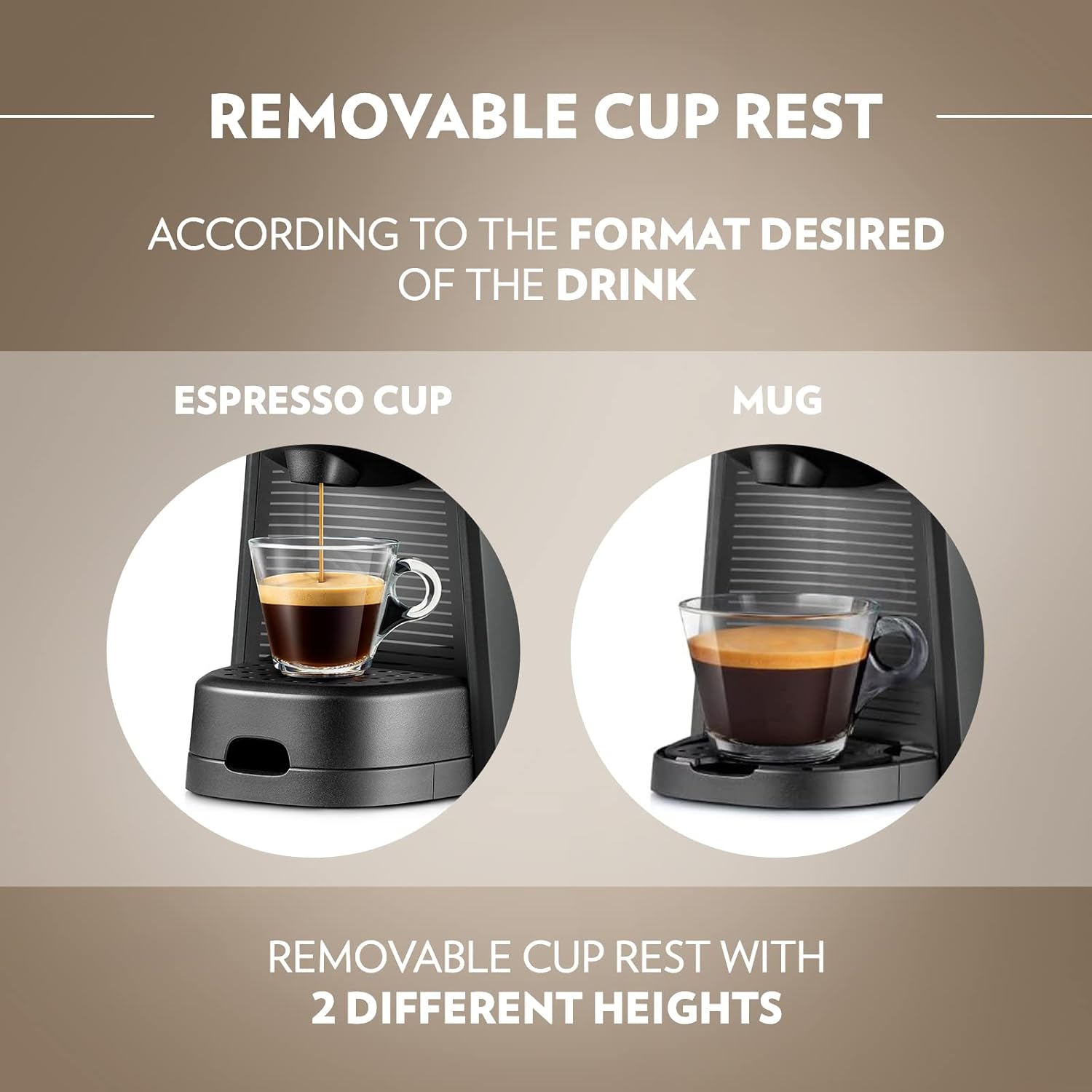 Lavazza, A Modo Mio Tiny Eco, Coffee Capsule Machine, Compact, Compatible with A Modo Mio Coffee Pods, with Automatic Shut-Off, Removable and Adjustable Cup Rest, 1450 W, 220-240 V AC, 50-60 Hz, Black