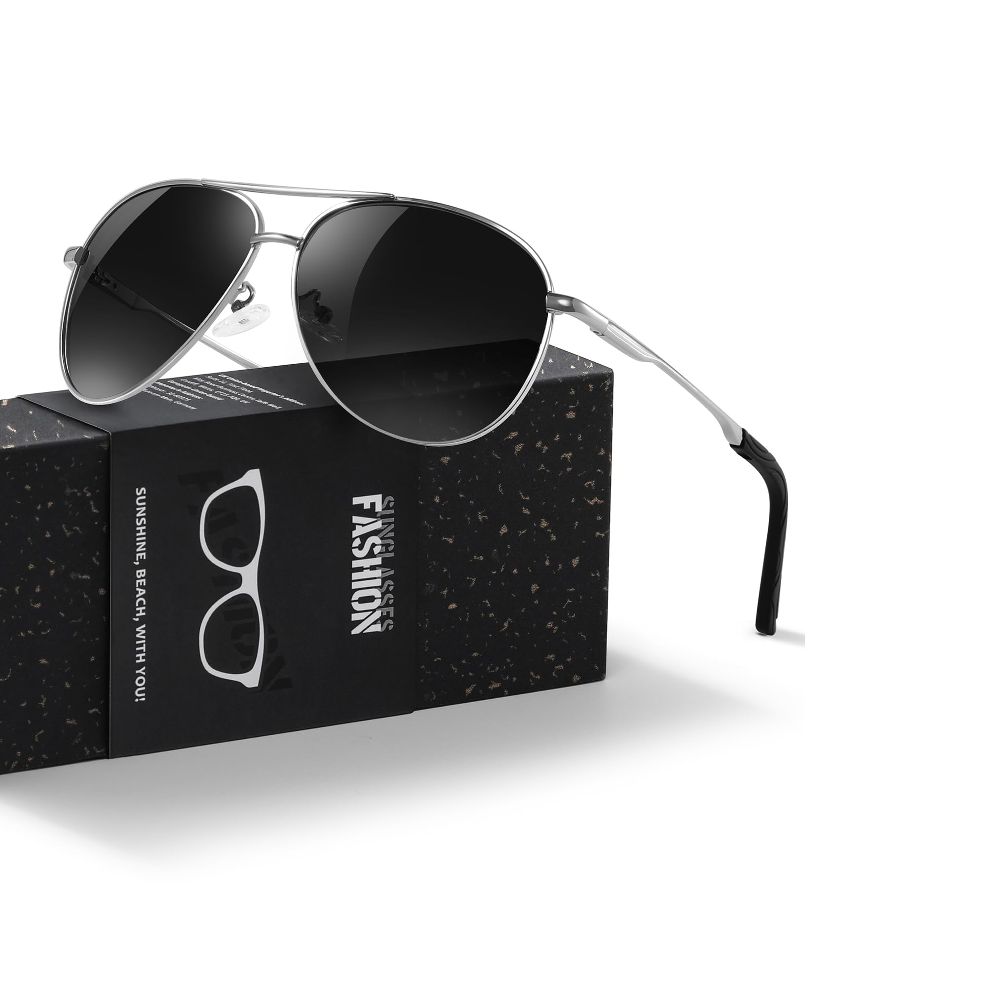 Pilot Men's Polarized Sunglasses - Unisex UV400 Protection Black Sunglasses for Driving, Fishing, Running - Classic Ultra Light Shades