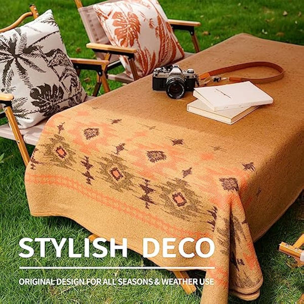 ACUSHLA Merino Wool Camp Blanket - Warm, Thick, Washable, Large Throw - Great for Outdoor Camping All Seasons Suitable Myers Light Tan Twin Size Blanket (87 * 63, Nordic-Khaki)