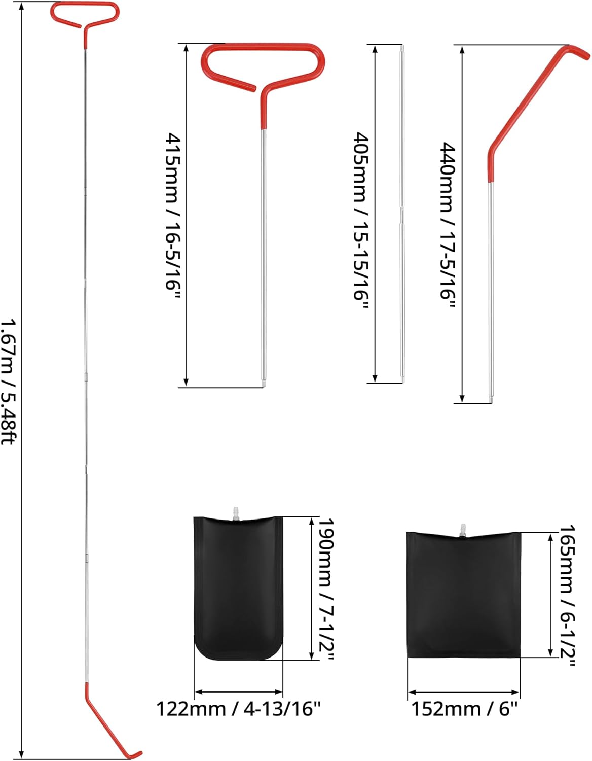 QWORK® 17-Piece Car Tool Kit Breakdown Emergency Kit with Long Reach Grabber, Air Wedge Pump and Trim Removal Tools for All Vehicles