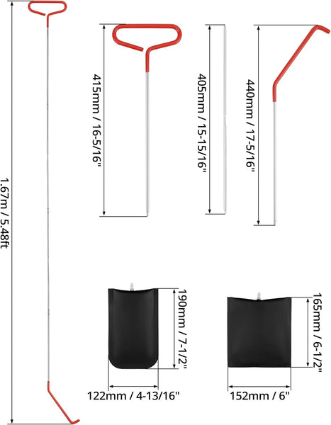 QWORK® 17-Piece Car Tool Kit Breakdown Emergency Kit with Long Reach Grabber, Air Wedge Pump and Trim Removal Tools for All Vehicles