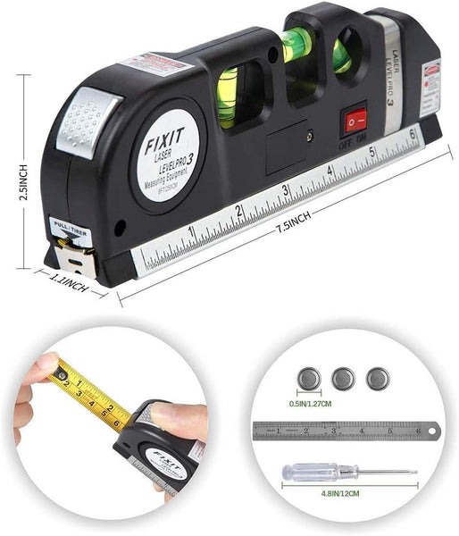 Spirit Level, Multipurpose Laser Measure Tool, Spirit Level Standard Metric Ruler Laser Measuring Tape 8ft/2.5M (1 Pack)