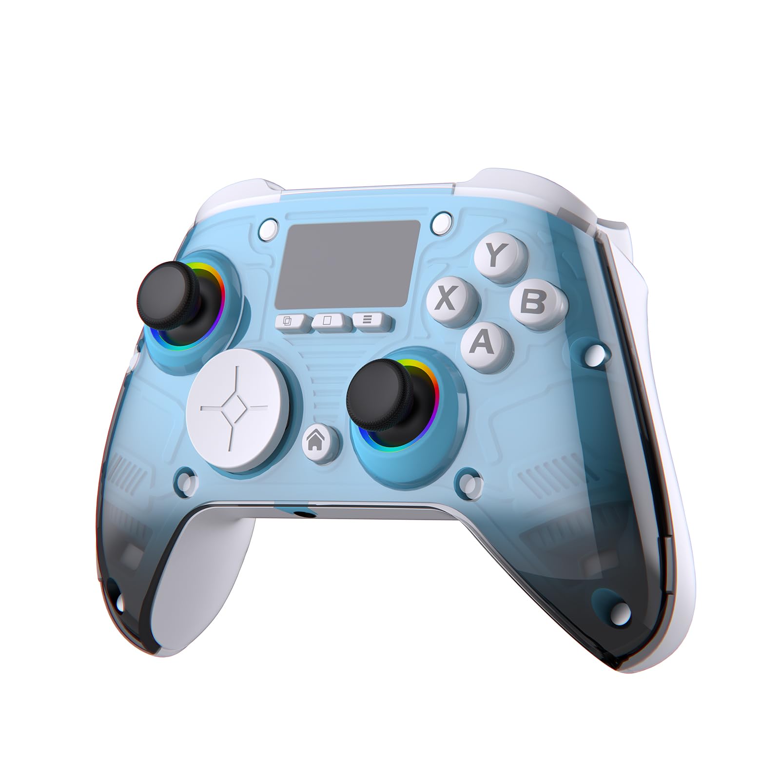 AOC Wireless Gaming Controller for PC/Switch/iOS/Android/PS4, Interactive Screen, Hall Effect Stick & Dual-Mode Trigger, RGB Lighting, Customizable Buttons, Bluetooth/2.4G/Wired (White)