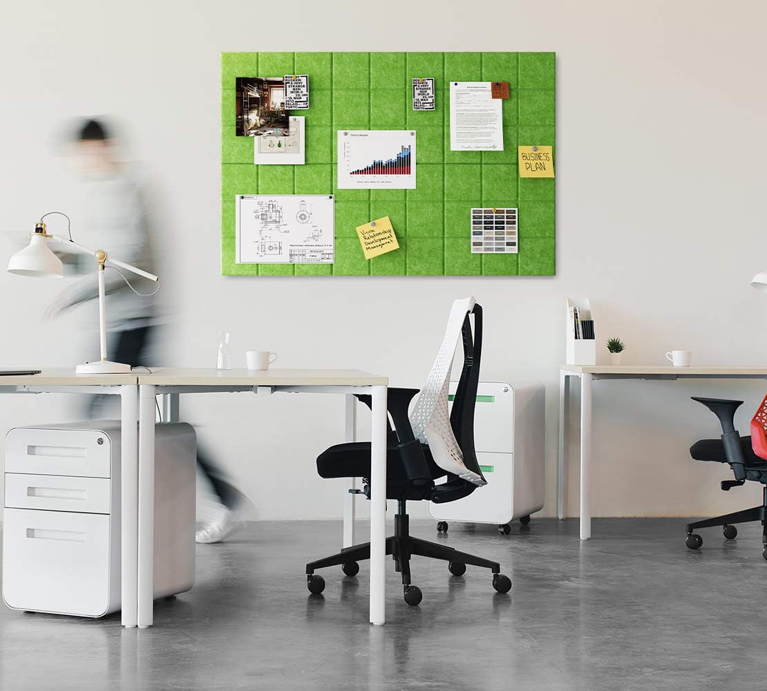 Uoisaiko Large 30x30cm Felt Board Tiles with 30 Pins, Pack of 6 Bulletin Board Notice Boards for Home Office Kitchen, Self Adhesive Pin Board Wall Tiles for Photos Memos