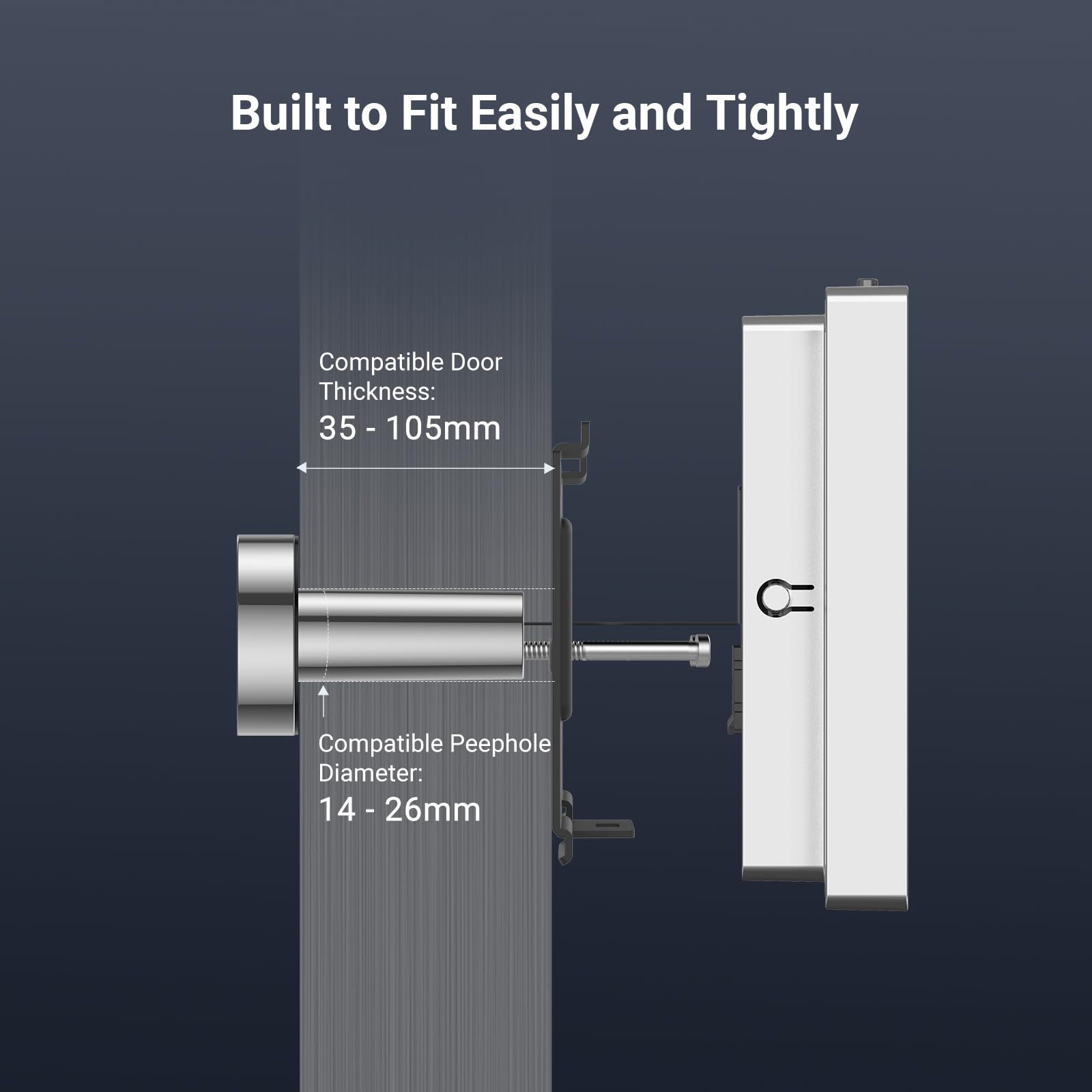 EZVIZ Peephole Camera (Door Viewer Cam) Wireless with 4.3" Monitor, 14–26mm Hole, 35–105mm Door Thickness, 2.4GHz Wi-Fi, 1080P HD Video, APP View, Indoor Colour Screen, No Motion Detection (CP2)