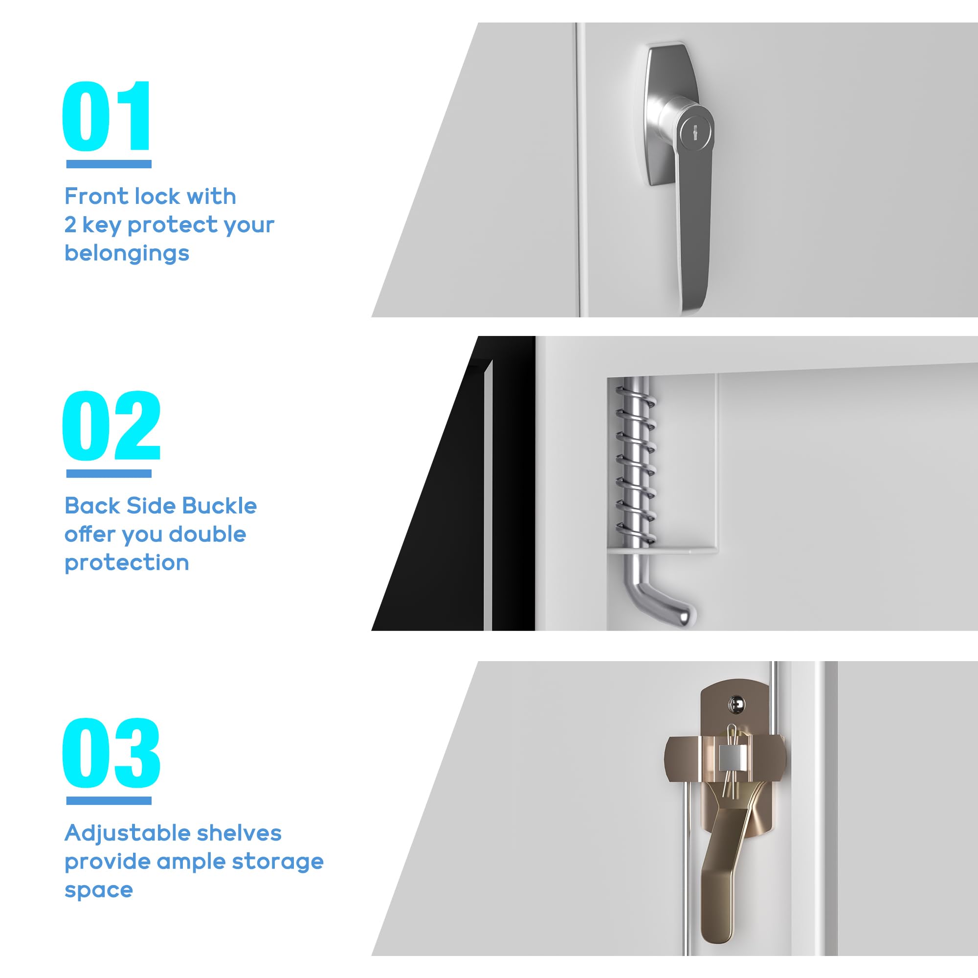 Metal Storage Cabinet with 2 Door and 3 Adjustable Shelves,140X80x40CM Steel Cabinet for Warehouse,Garage,Home,Office,Easy Assemble Required(Black/White)