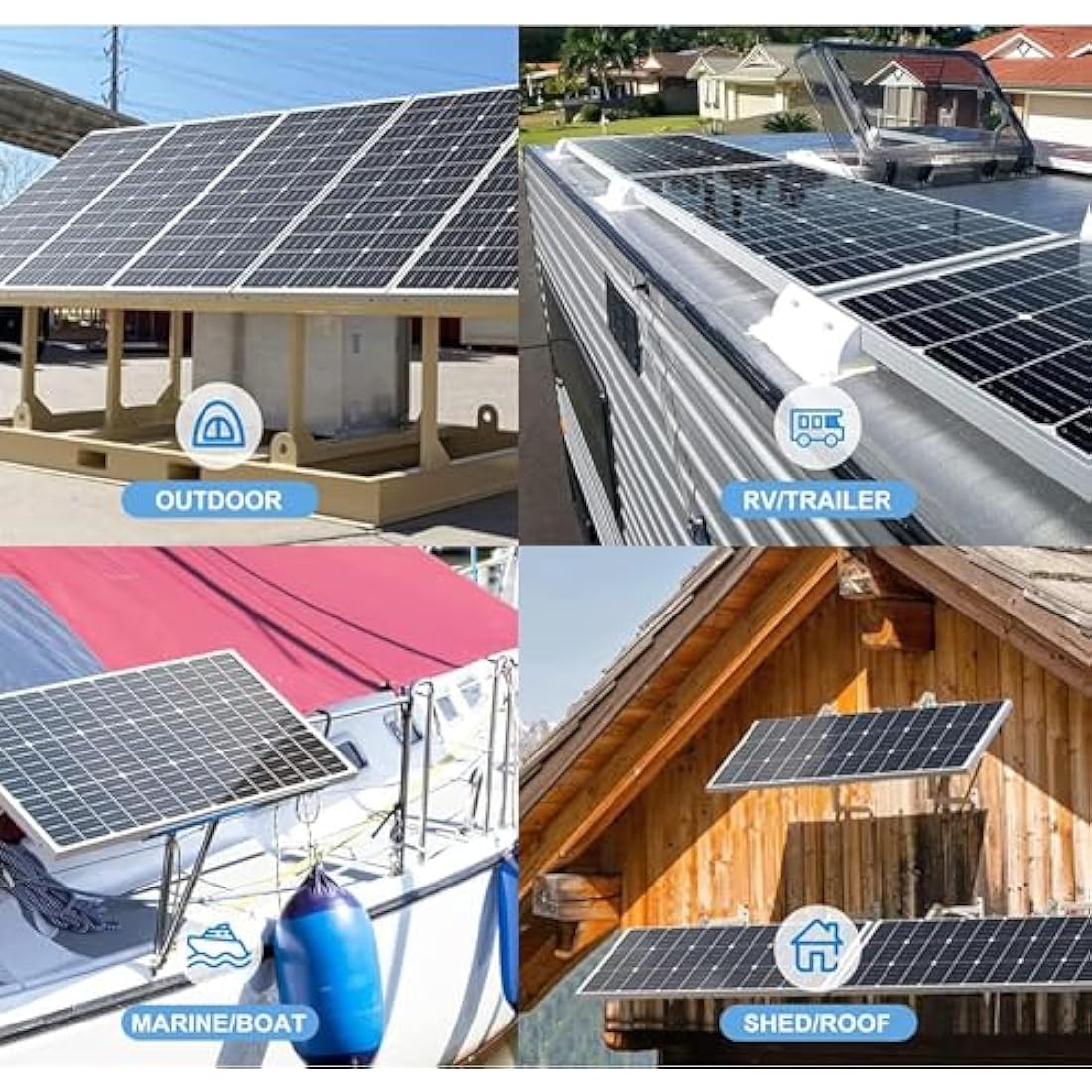 100W Solar Panel 12V Battery Chager + 20A PWM Charge Controller + Extension Cables+ Z Mounting Brackets…