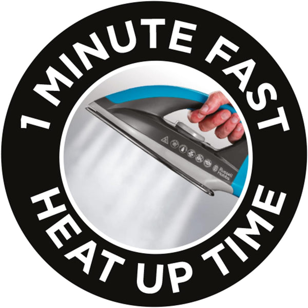 Russell Hobbs Steam Generator Iron, 1.3L Removable Water Tank, Stainless Steel Non Stick Soleplate, 110g Shot of Steam, 90g Steam Output, Cord Storage, Temp ready light, Anti Calc, 2400W 24510