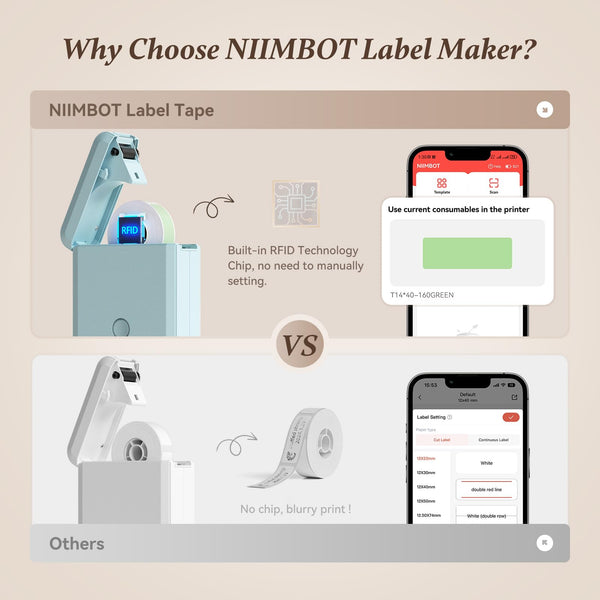 NIIMBOT Label Maker Machine, D110 Upgraded Version Sticker Printer Maker with 1 Roll White Starter Label Paper, Thermal Label Printer for School Office Home Organization