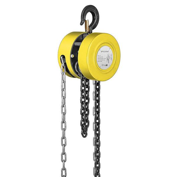 SPECSTAR Hand Chain Hoist 1250kg Capacity 3m with 2 Heavy Duty Hooks Manual Chain Fall for Warehouse Building Automotive Machinery