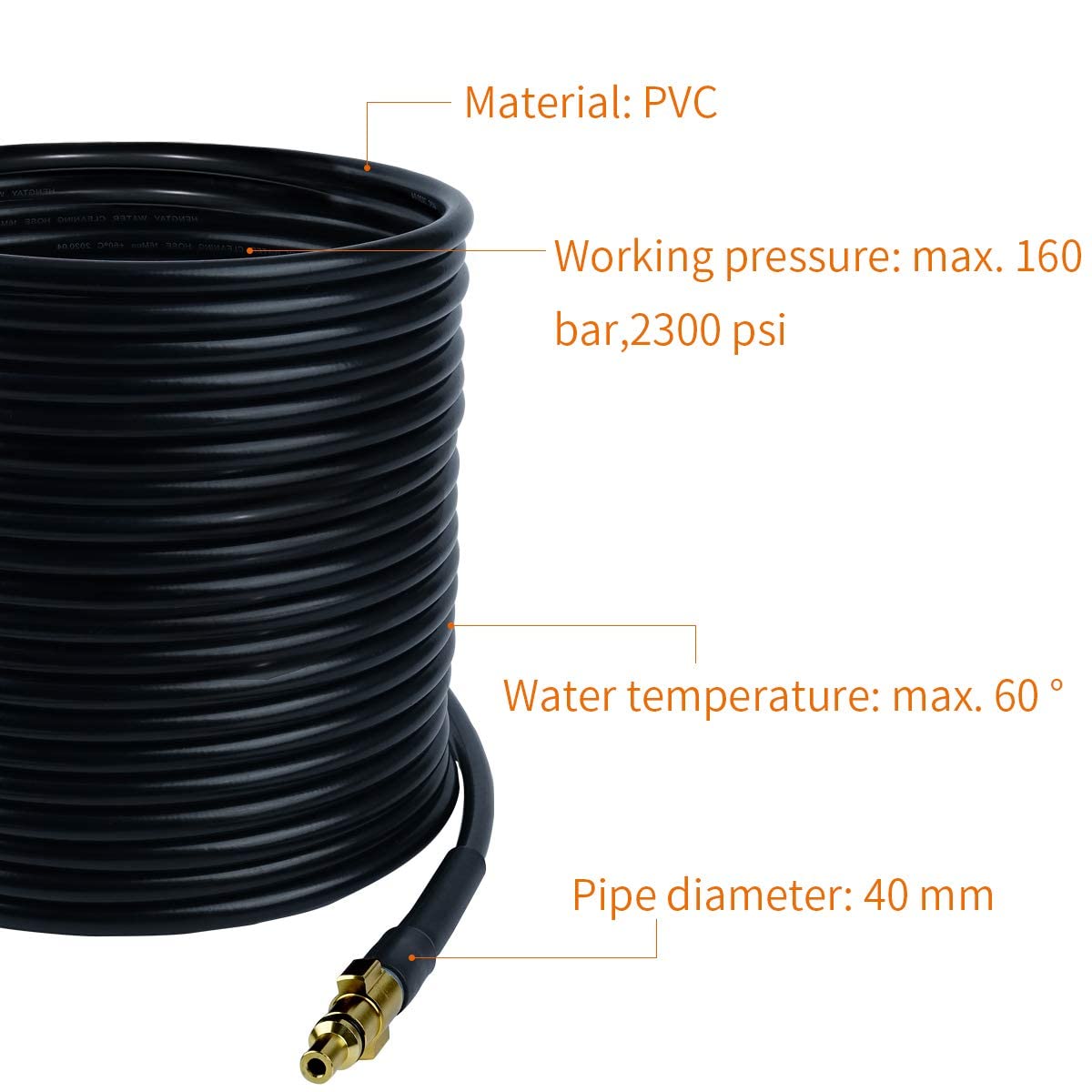 30M Pressure Washer Hose,160 BAR 2300 PSI High Pressure Drain Pipe Cleaning Kit for Common Cleaning Machine,Include Adapter for Karcher K1-K7 (30M,