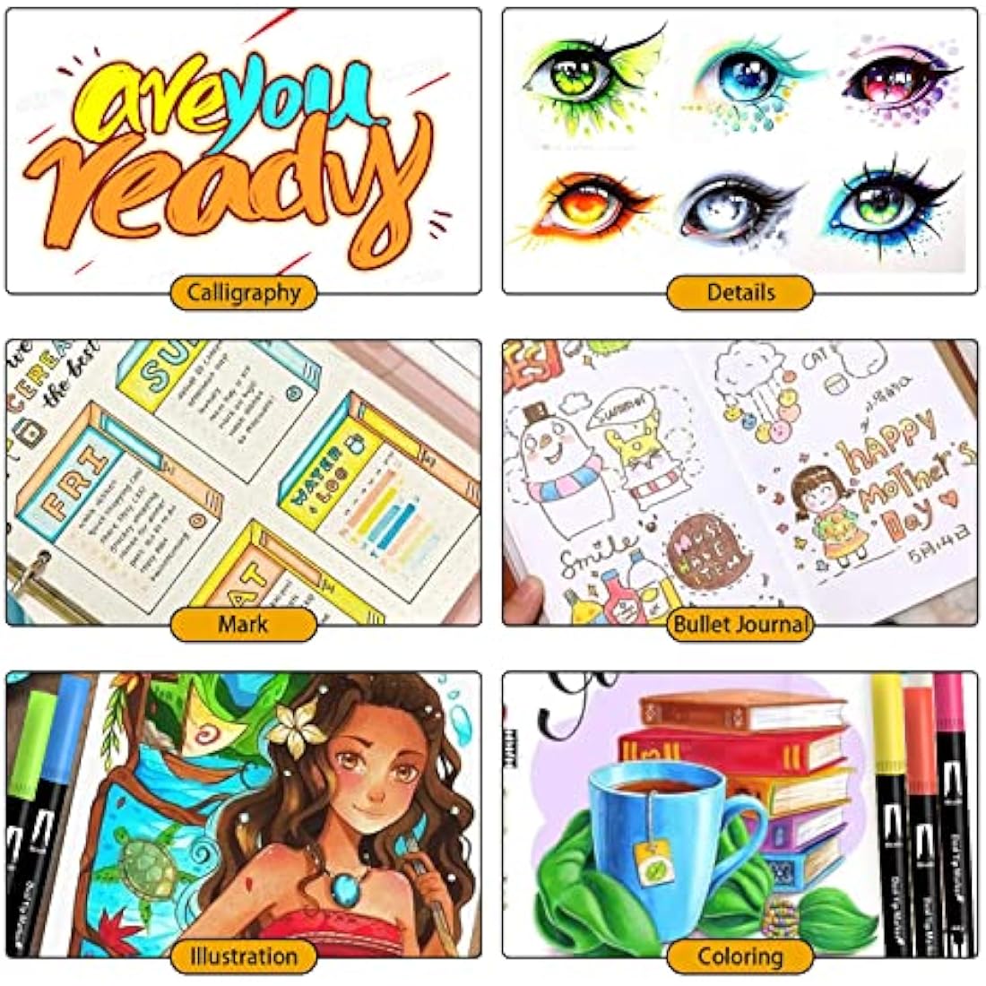 Efimeso 160 Colour Felt Brush Tip Pens, Dual Tip Brush Marker,Colouring Pens Fineliners Art Supplies for Drawing Sketching Colouring Book